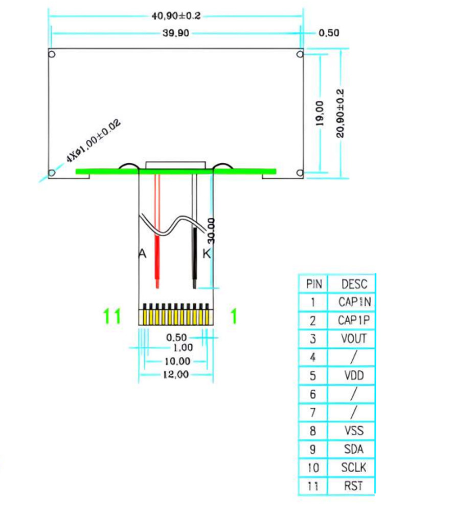 16x2 Characters COG LCD Display Module I2C MPU Interface Vdd 3.3V