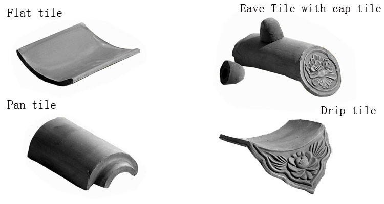 Unglazed Gazebo Chinese Clay Roof Tiles Matt Gazebo Bent Handmade Craft