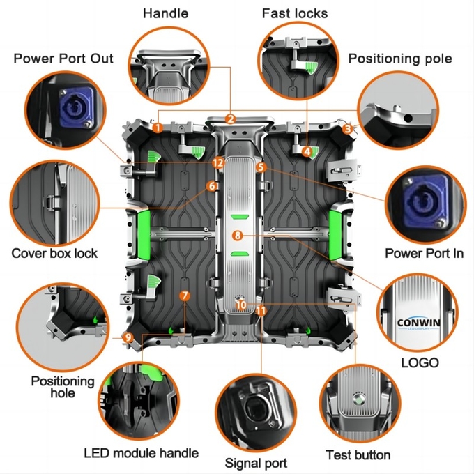 P2.6mm 500x500mm Rental Outdoor LED Display 3840Hz With Removable Power Box 0
