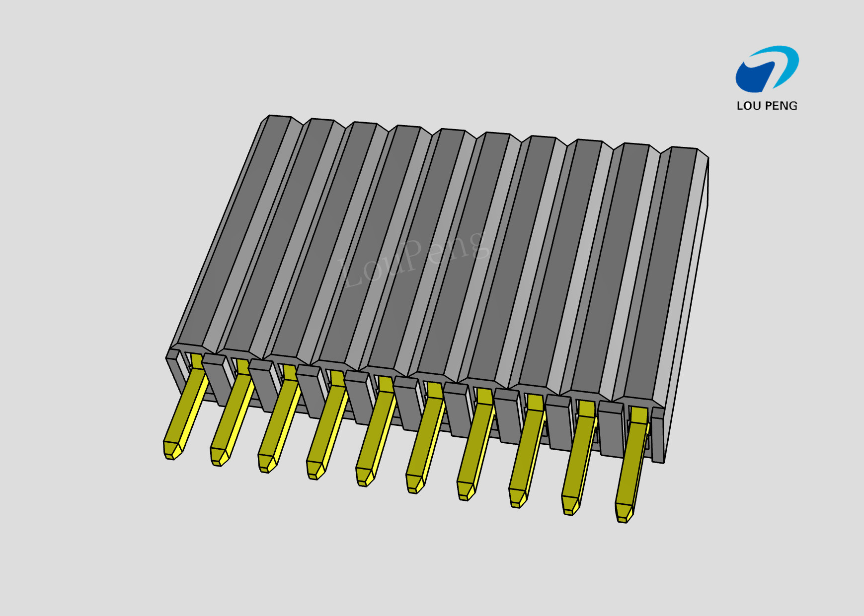Female header, PCB Mount Receptacle, Vertical, Board-to-Board, 10Pin, 1.0mm Pitch, single row, Gold Flash, DIP, 180°