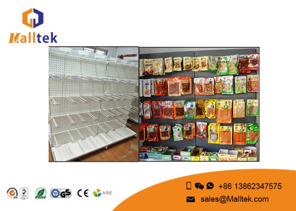 Commercial Perforated Supermarket Gondola Shelving Double Sided For Shopping