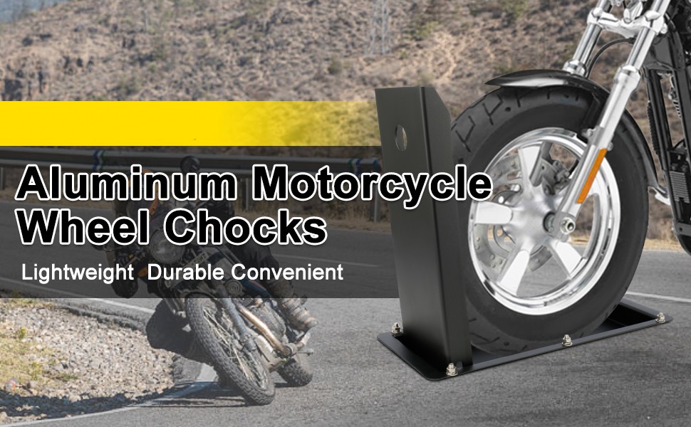 Motorcycle Wheel Chocks for Trailer Aluminum Alloy Motorcycle Front Tire Chocks for 3" to 6" Wide Tires