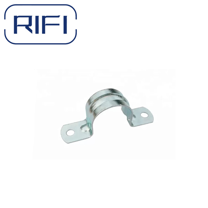 RIFI-Electrical EMT Conduit Fittings 2 Hole Pipe Strap Galvanized Metal Silver THS-050S-400S 2"
