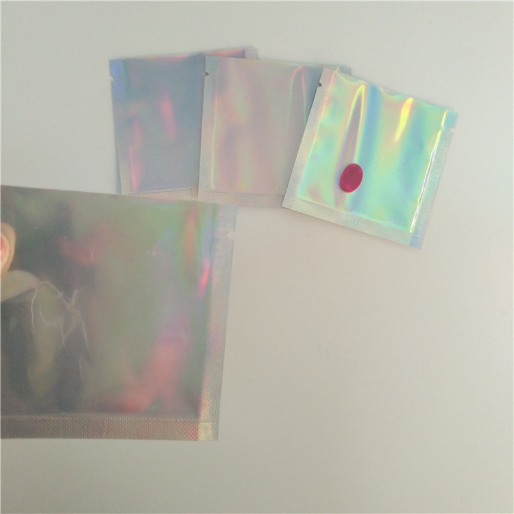 Rainbow Packaging Sealed Plastic Bags Heat Sealed Mini Transparent Holographic Jewelry Pouch