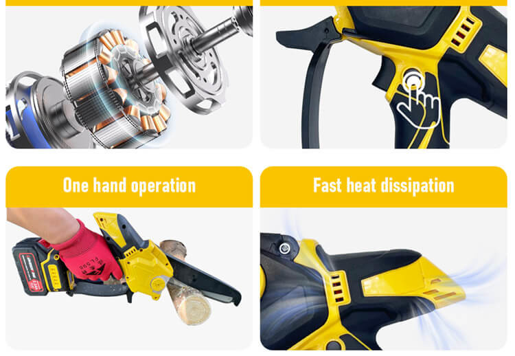 Customized Brushless 8" Cordless Mini Chainsaw One-Hand Operated Lightweight Power Electric Chain Saw