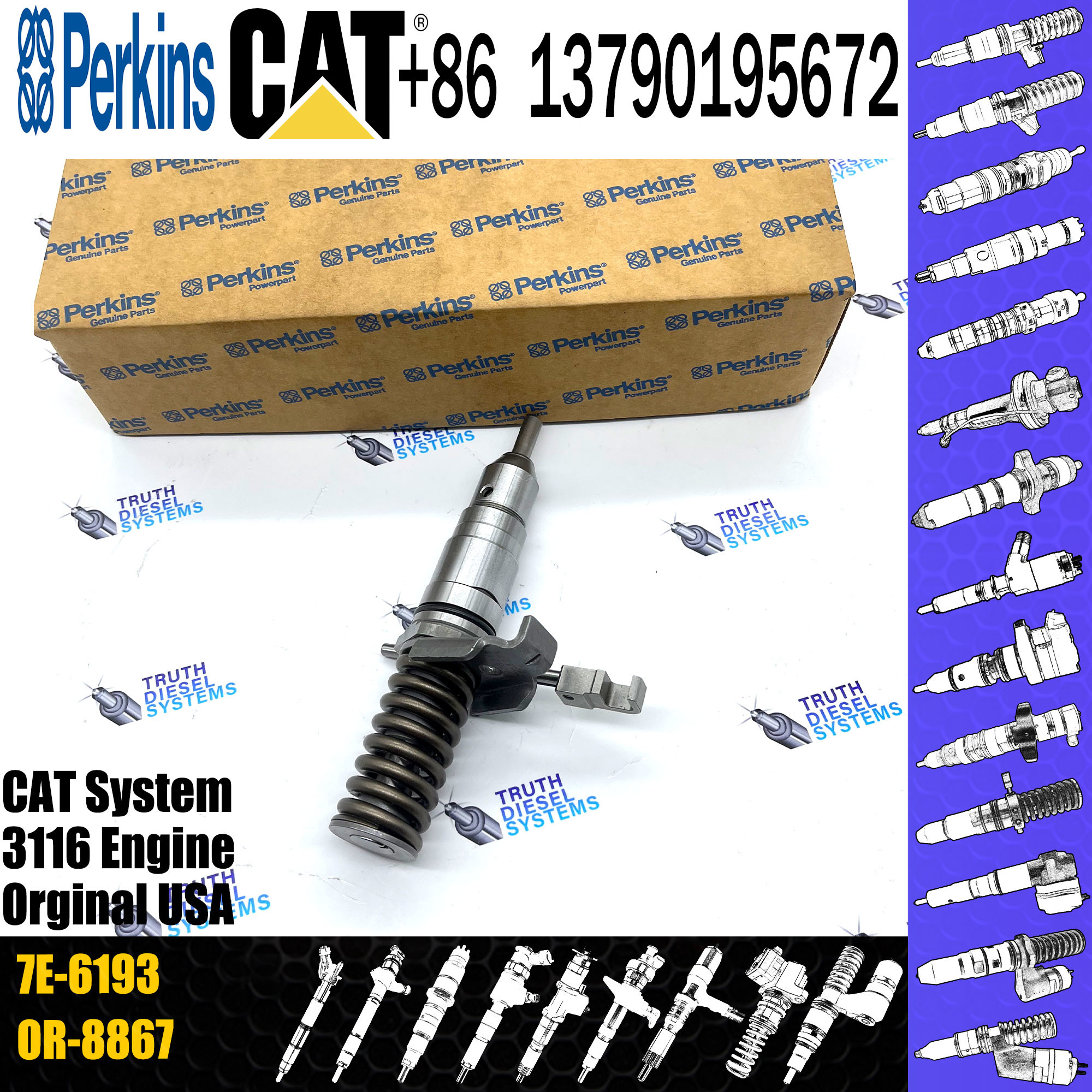 Diesel Common Rail Fuel Injector 7E-6193 0R-8461 7E-8727 0R-8473 mechanical injector For Excavator Engine 3116