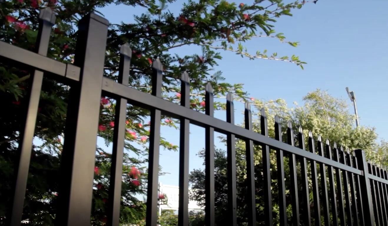 spear top pickets steel fence, Stain Black Press Point Steel spear Fence