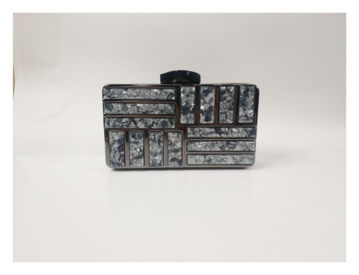 Grey Metal Rectangle Purse Frame With Chain Loops