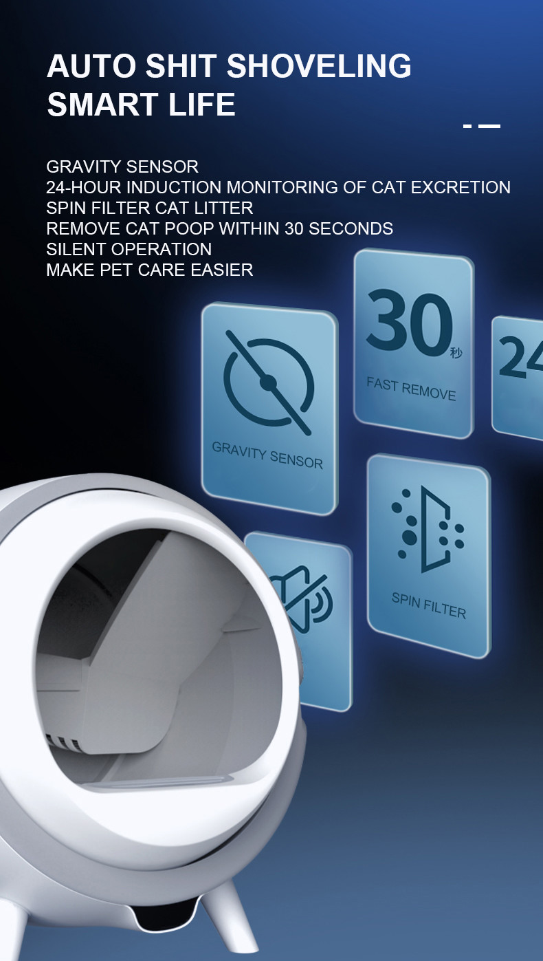 3L Cat Smart Toilet Quiet , ABS Self Cleaning Cat Litter Box