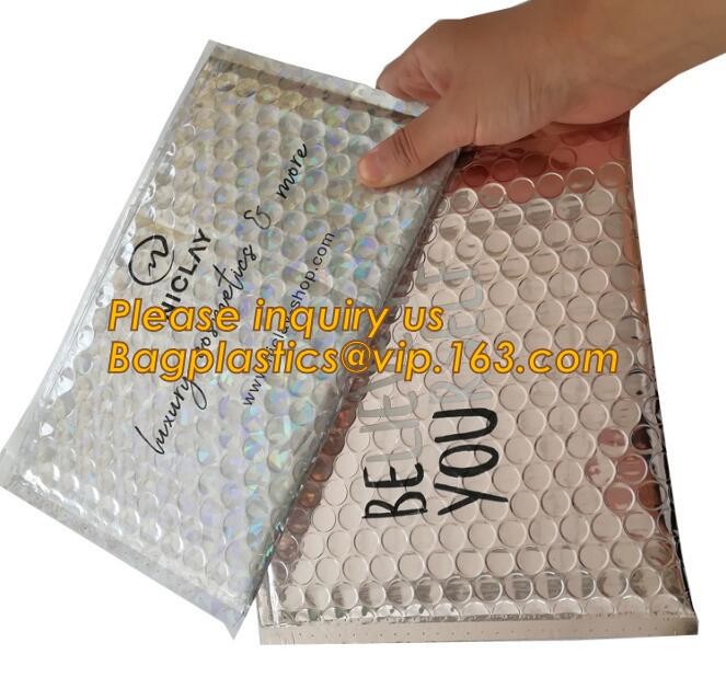 air mail metallic holographi rose gold bubble padded mailer / Zip lockkk bubble bag/ slider bubble bag,Holographic Factory