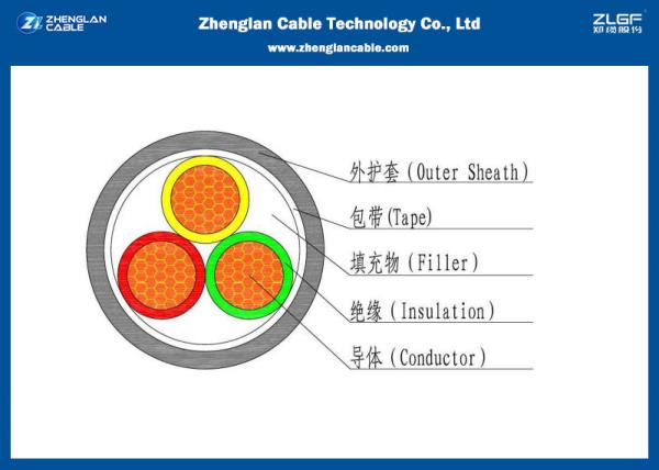 0.6/1KV Unarmoured CU Conductor LV Power Cable (CU/NYY/N2XY) 3Cores Nominal