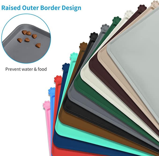 18.7''*11.7'' Silicone Pet Food Mat Cat Water Bowl Mat Pet Supplies Accessories