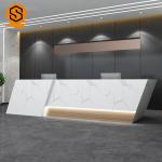 Acrylic Round Salon Reception Desk Joint Seamless MDF Veneered