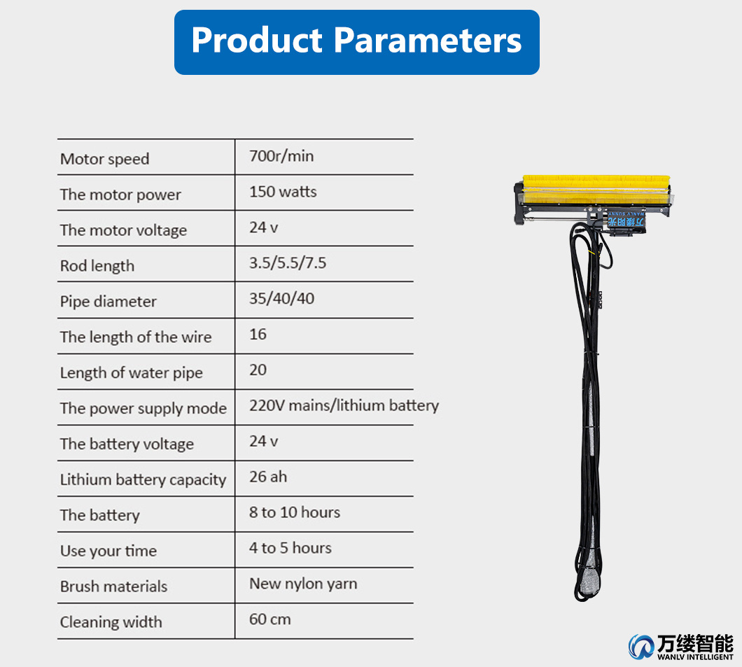 High-Quality Water Powered Solar Panel Cleaning Brush Electric Rolling Brush for Solar Panel Cleaning Car Washing