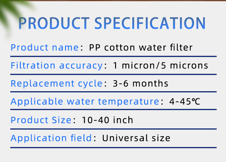 20 Inch 5 Micron PP Water Sediment Filter Cartridge for Whole House Water Filtration