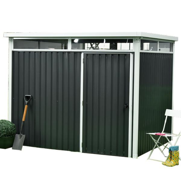 16x8ft 10ftx8ft Pent Roof Metal Shed 187cm 0.3mm Lockable Door With Metal