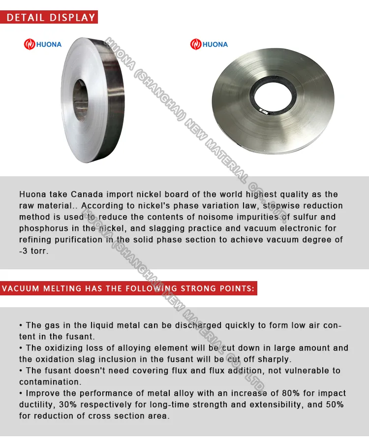 Huona Ni201/Nickel200/Nickel201 0.05X200mm Pure Nickel Strip for Battery