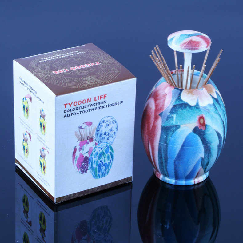 Round 10cm Height Toothpick Holder Dispenser 7.5cm Width