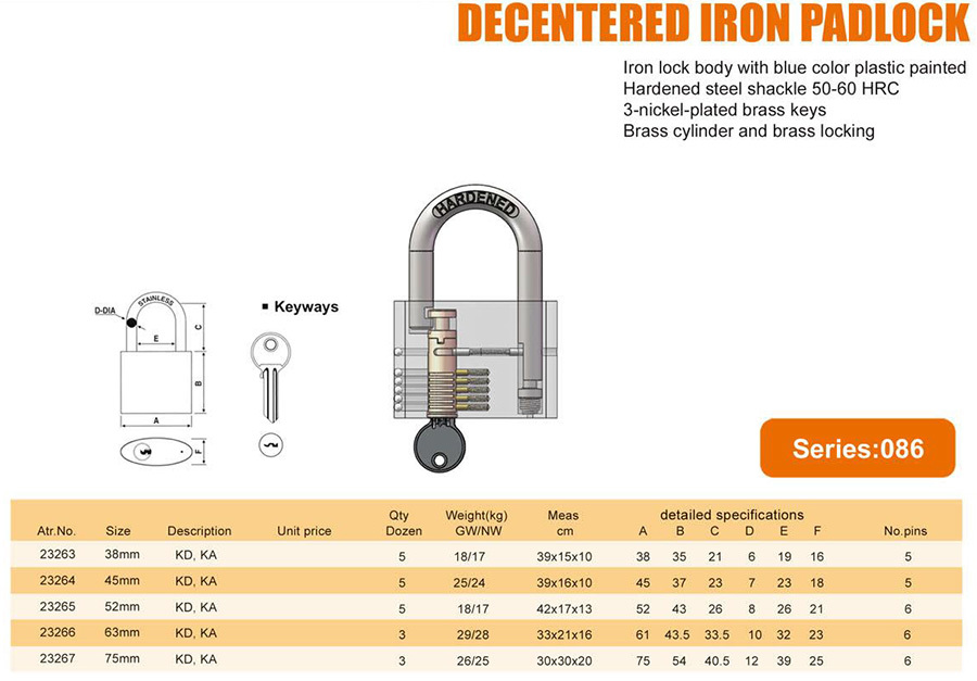 Decentered Iron Padlock - Durable security lock with offset shackle design