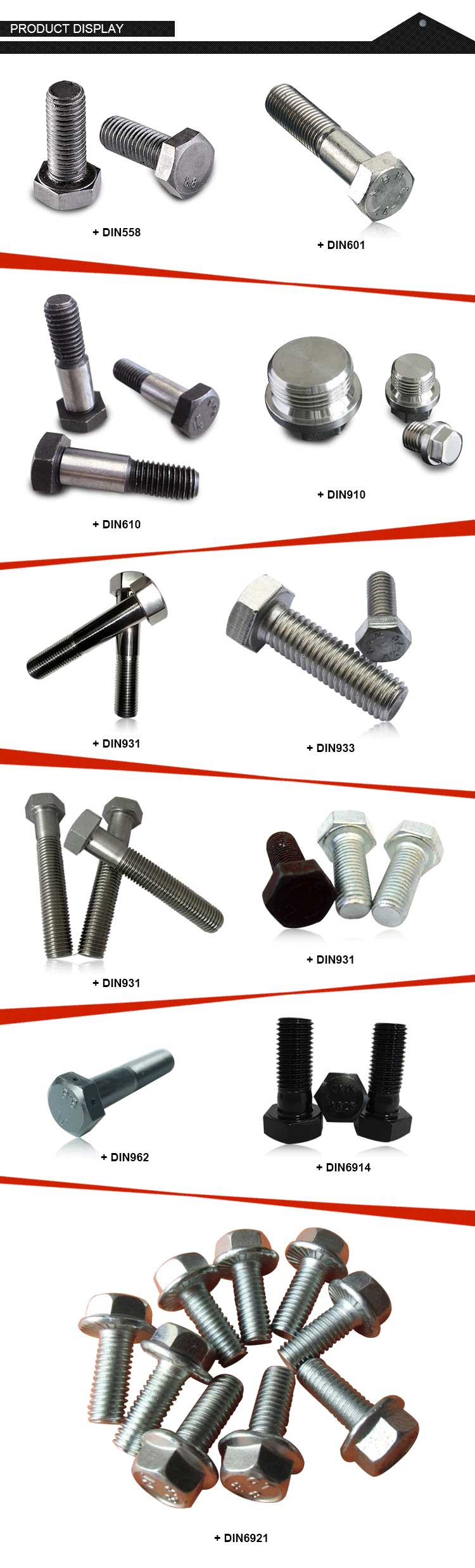 DIN603 Mushroom head square neck bolts carriage bolts stainless steel/zinc/black