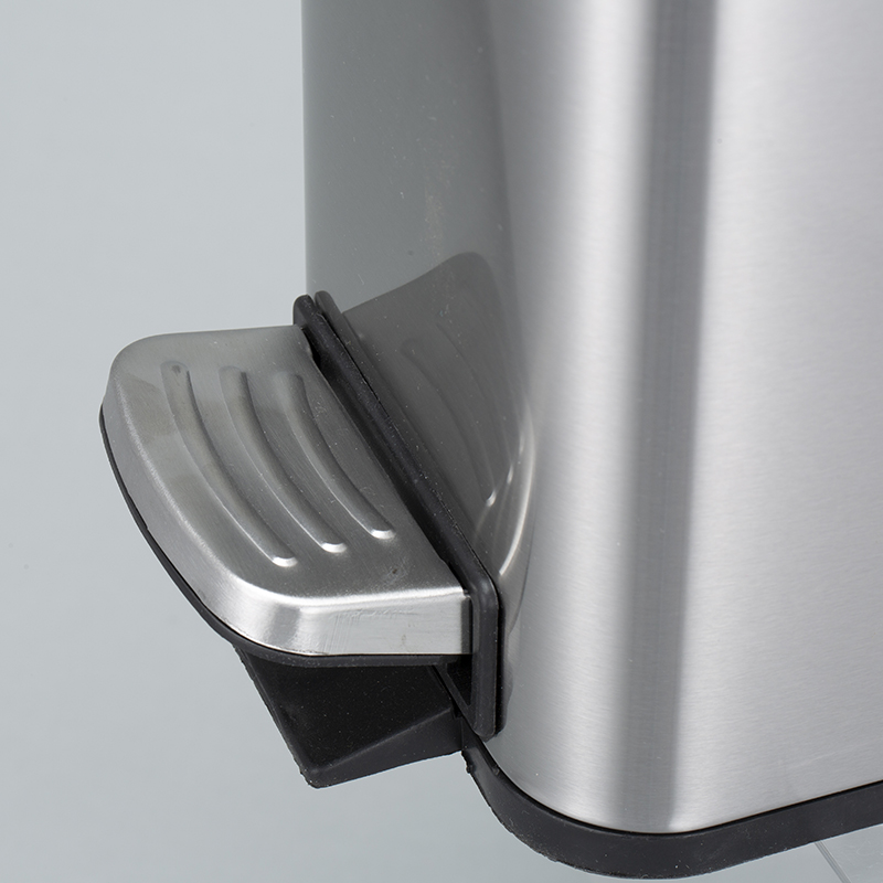 Rectangular 5L Step Trash Can with Foot Pedal and Rolling Cover Stainless Steel