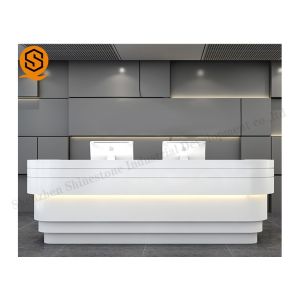 ODM Led Solid Surface Reception Desk Office Receptionist Furniture Joints