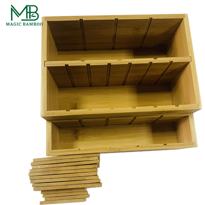Bamboo Adjustable Multifunction Makeup Tool Storage Box