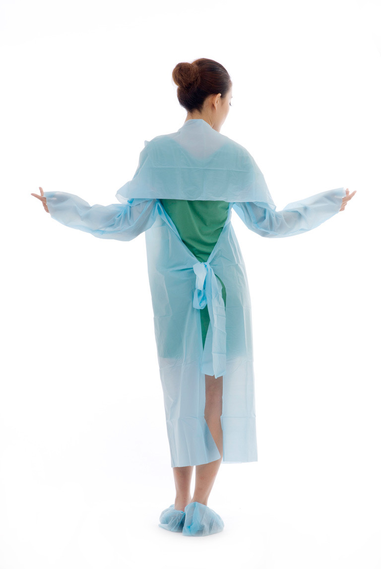 Disposable Use Thumb Cuffs Long Sleeves CPE Pritective Gown Factory/Workshop Plastic Protective Gown