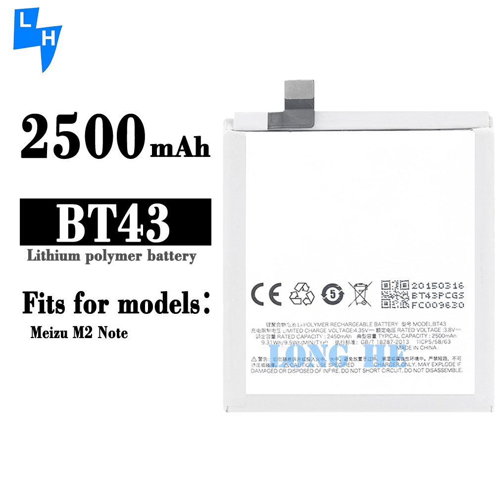 100% BT43 Battery for Meizu M2 Note Dual IC Protection Lithium Polymer Replacement