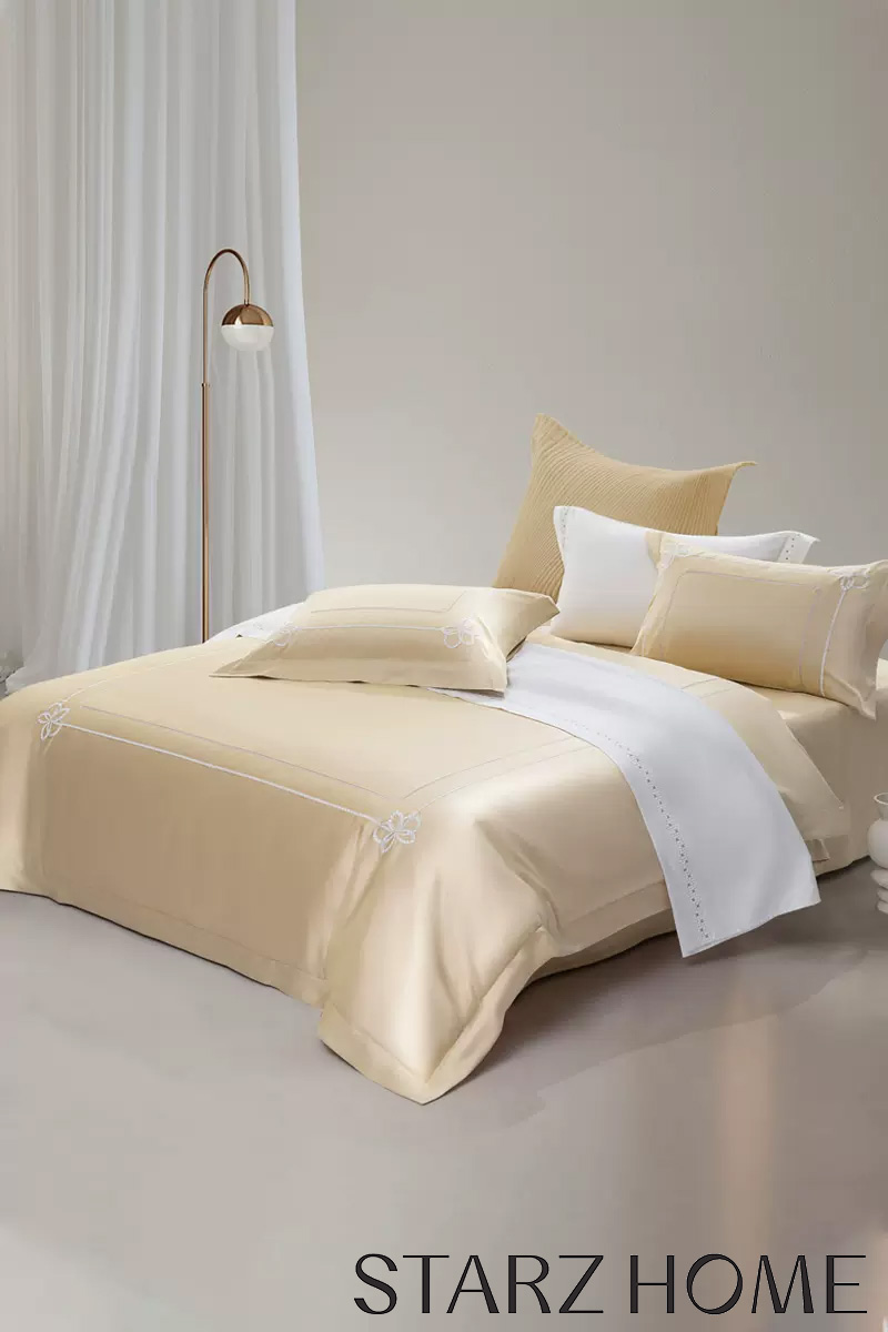 100% Cotton Sateen Bedding Sets European Style 200S Double Stranded Long Staple