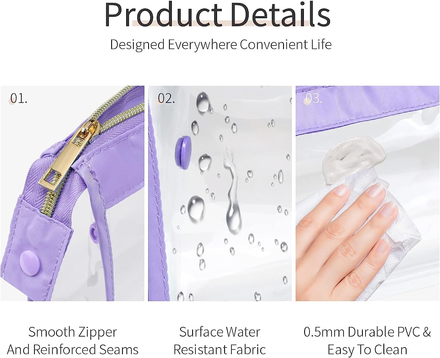 Clear Waterproof TSA Approved Toiletry Bag for Travel, Durable Clear Travel Bags for Toiletries