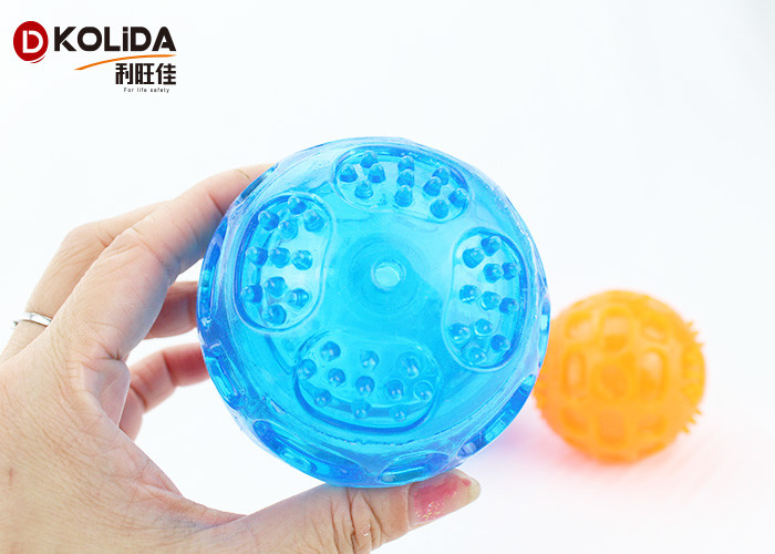 Flasing Floats Bright TPR Bouncy Pet Toys Light Up Dog Ball Orange / Blue