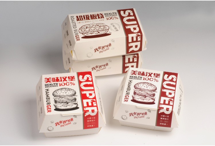 Card Paper Takeaway Food Containers , Paper Burger Box Recycled Materials