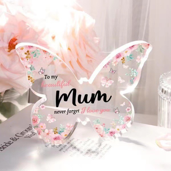 Stylish Acrylic Butterfly Thanksgiving Plaque For Mother's Day Surprise Gift Desktop Decor With Custom Printing
