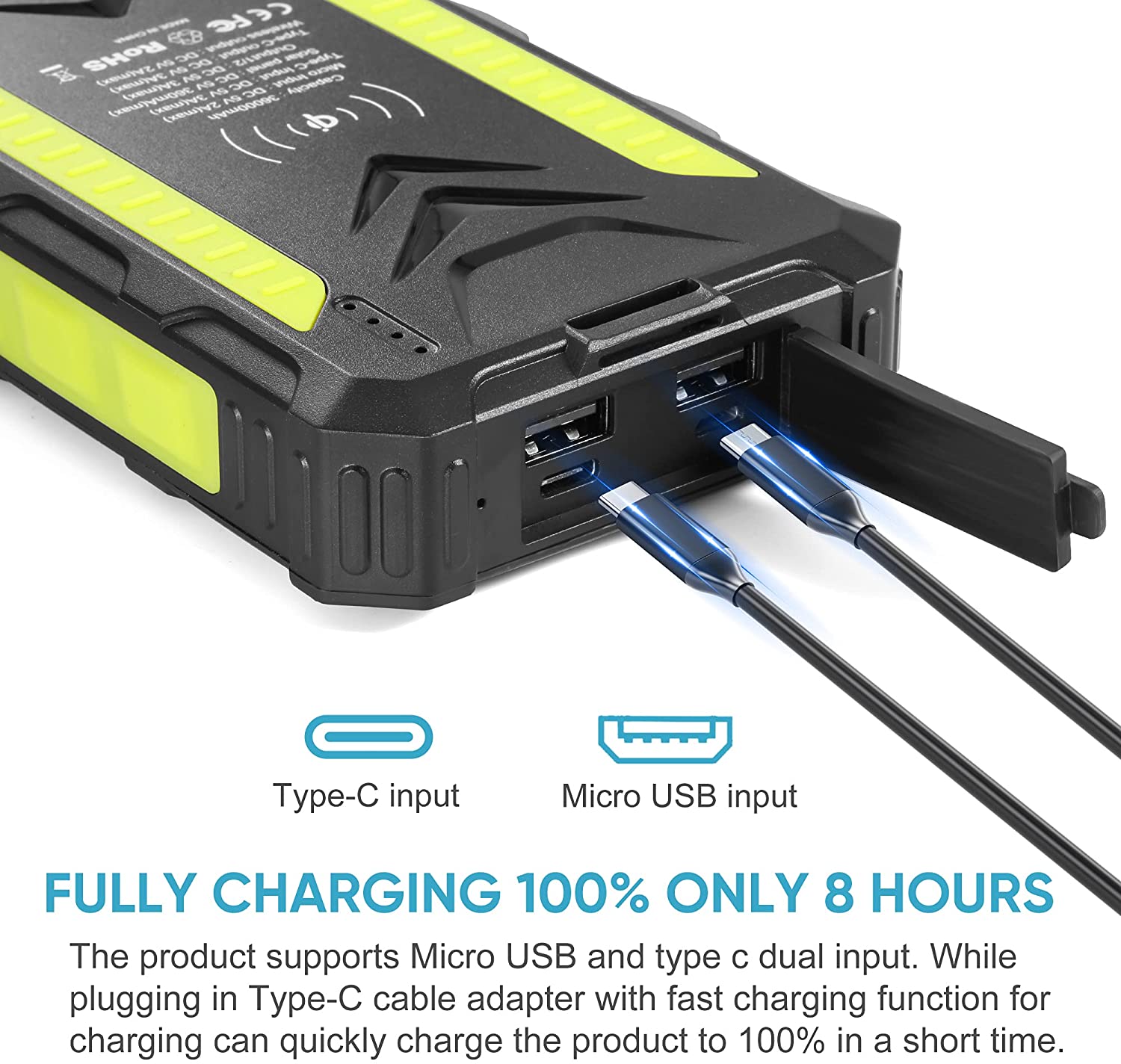 30000mAh Solar Charger Power Bank 36000mah Solar Power Bank 133.2W Wireless Charging