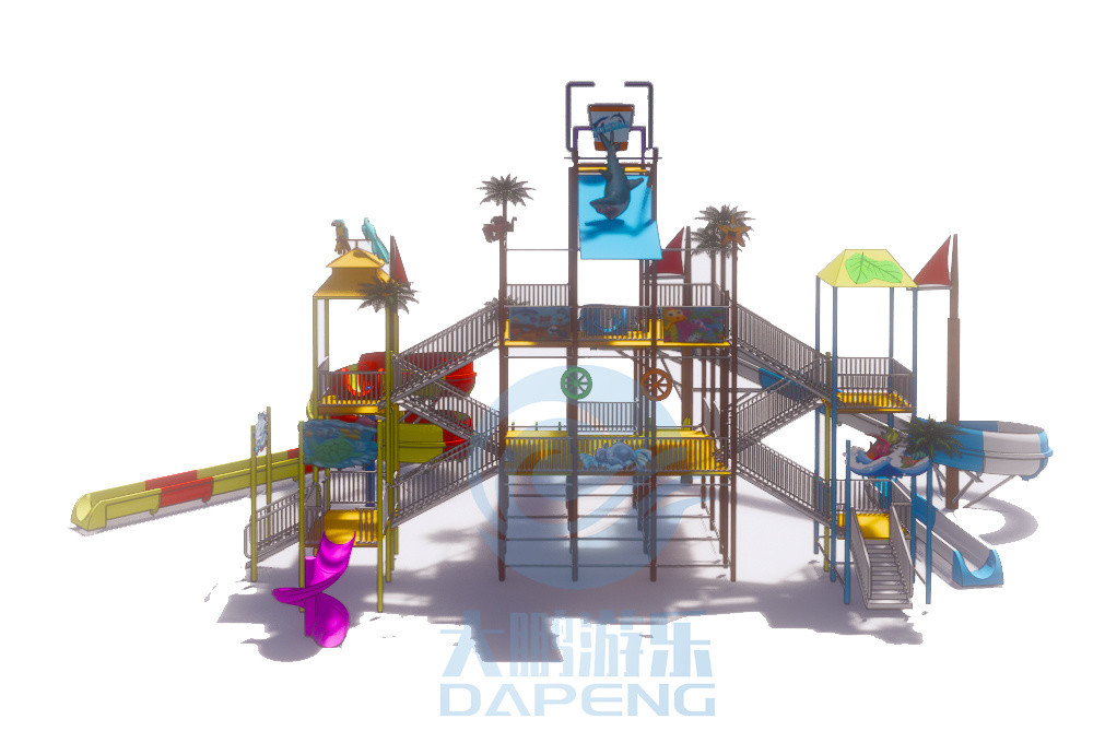Residential Playground Water Slide Aqua Park Fiberglass Water House For Children