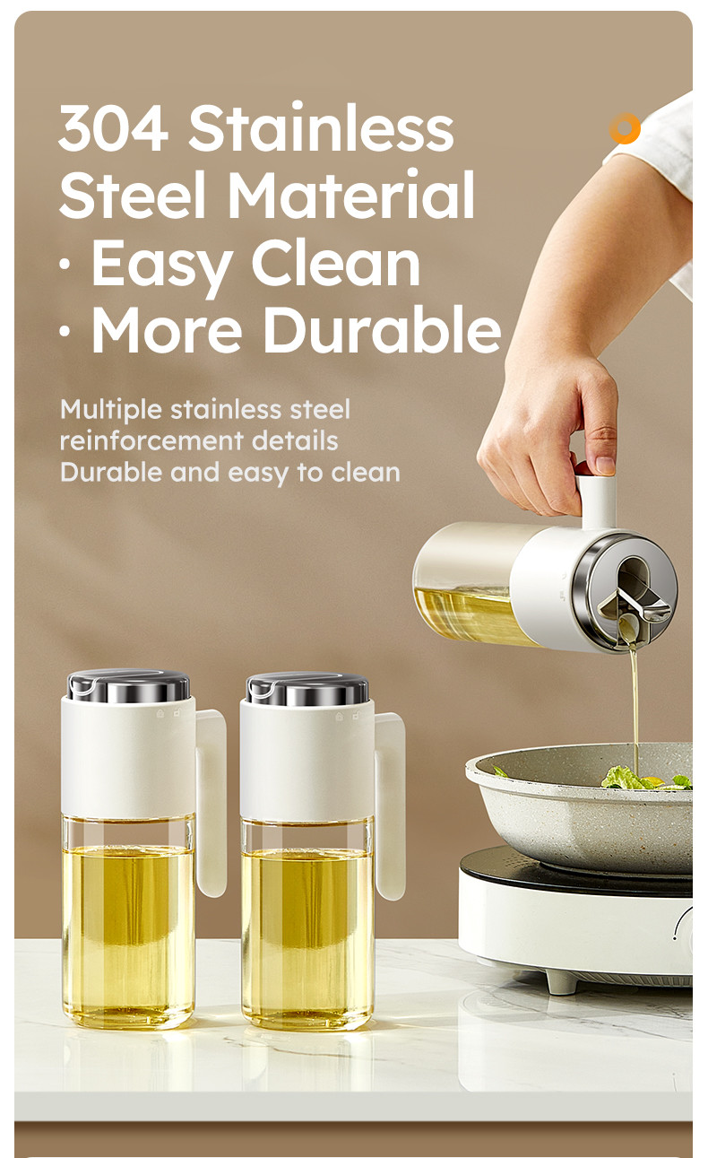 NEW 500 Ml/17oz Stainless Steel Lid Clear Vinegar And Olive Oil Bottle Dispenser Auto Flip Glass Oil Pot Container
