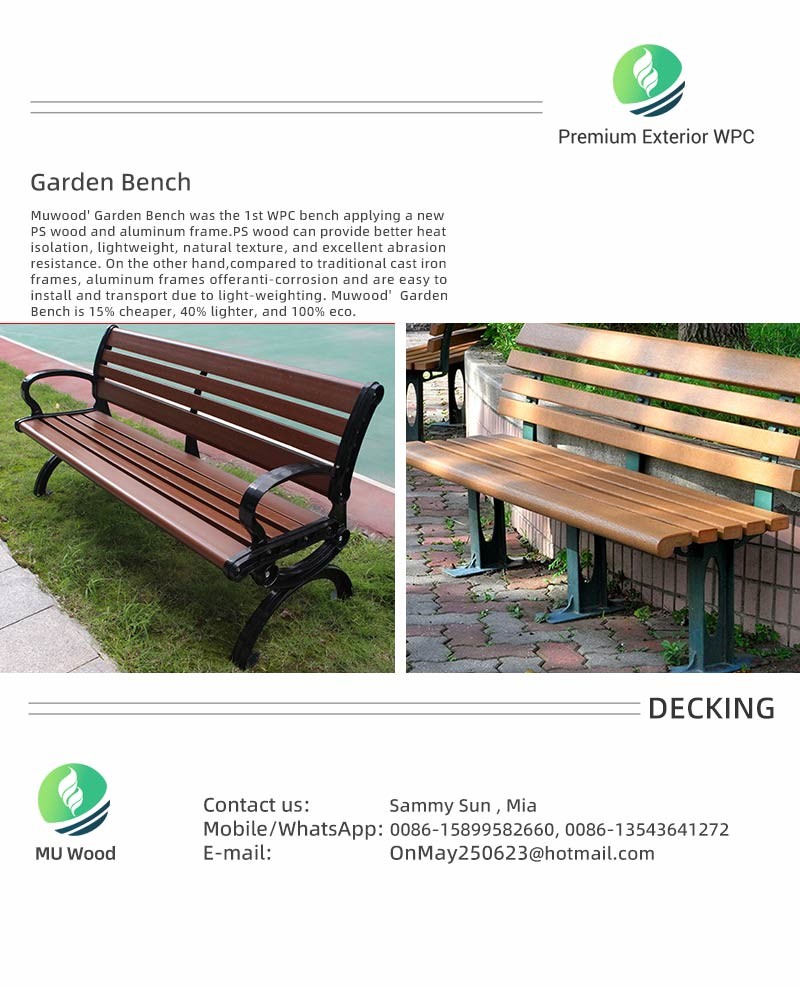 Outdoor WPC Bench Wood-Plastic Composite WPC Garden Bench Easy Installation