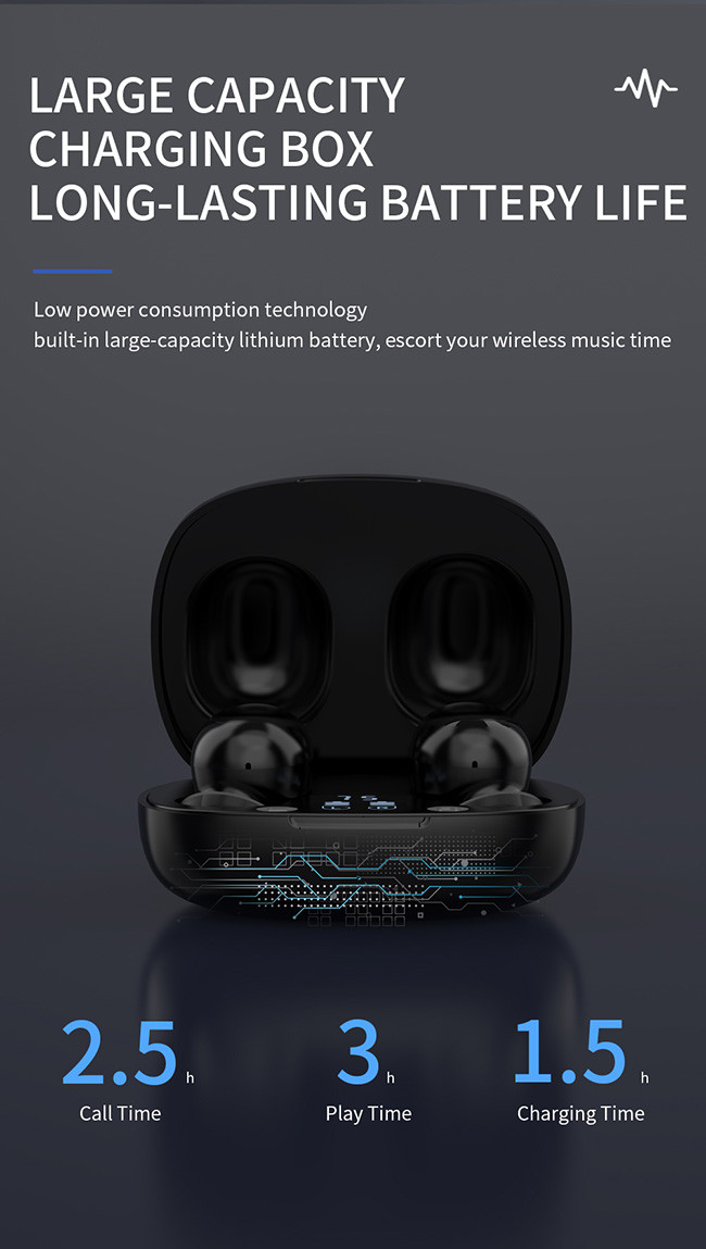 TWS Full Range In Ear Wireless Earphones Bluetooth 5.0 Noise Cancelling