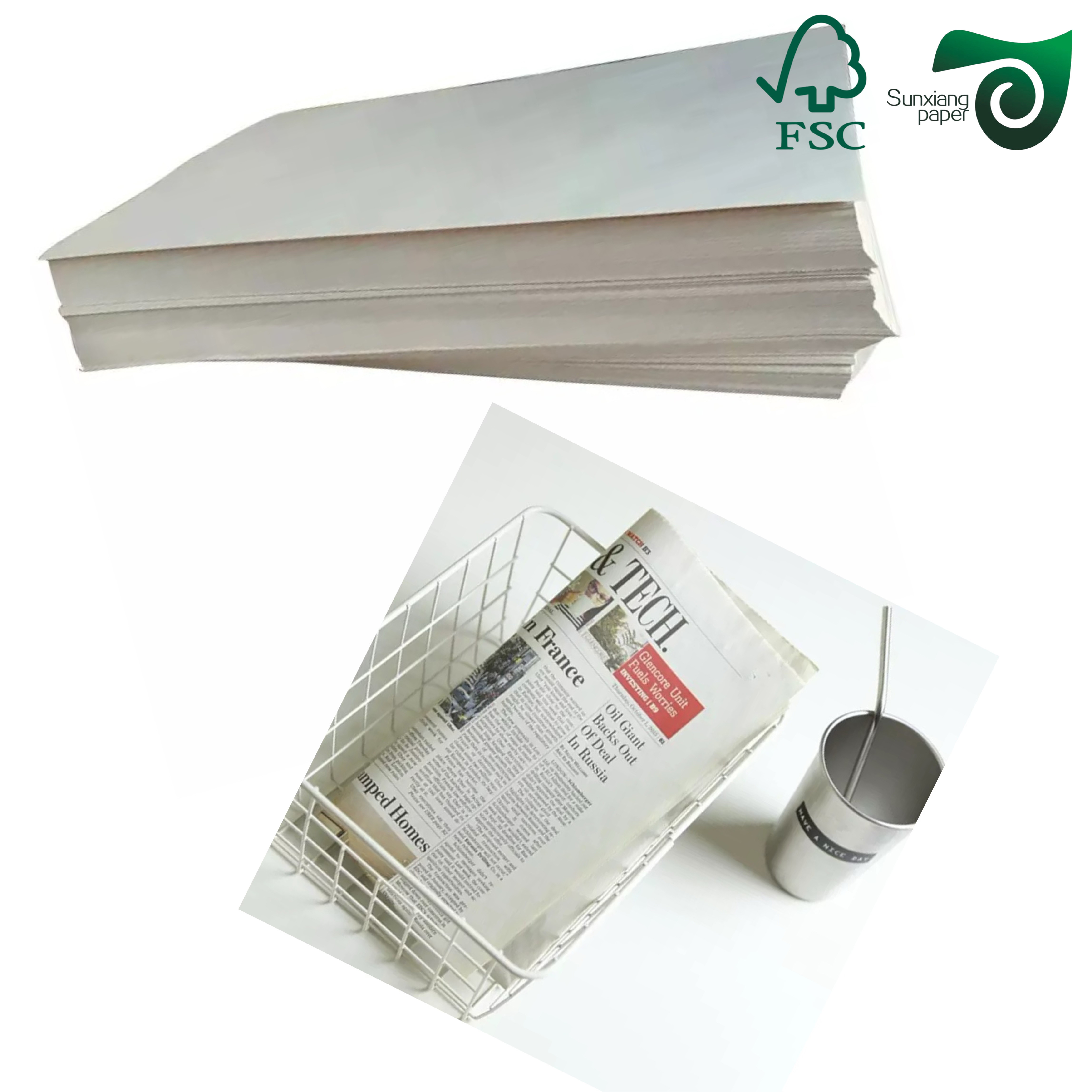 FSC 45GSM Newsprint Paper Packing Sheets 72cm 29cm For Box Filler