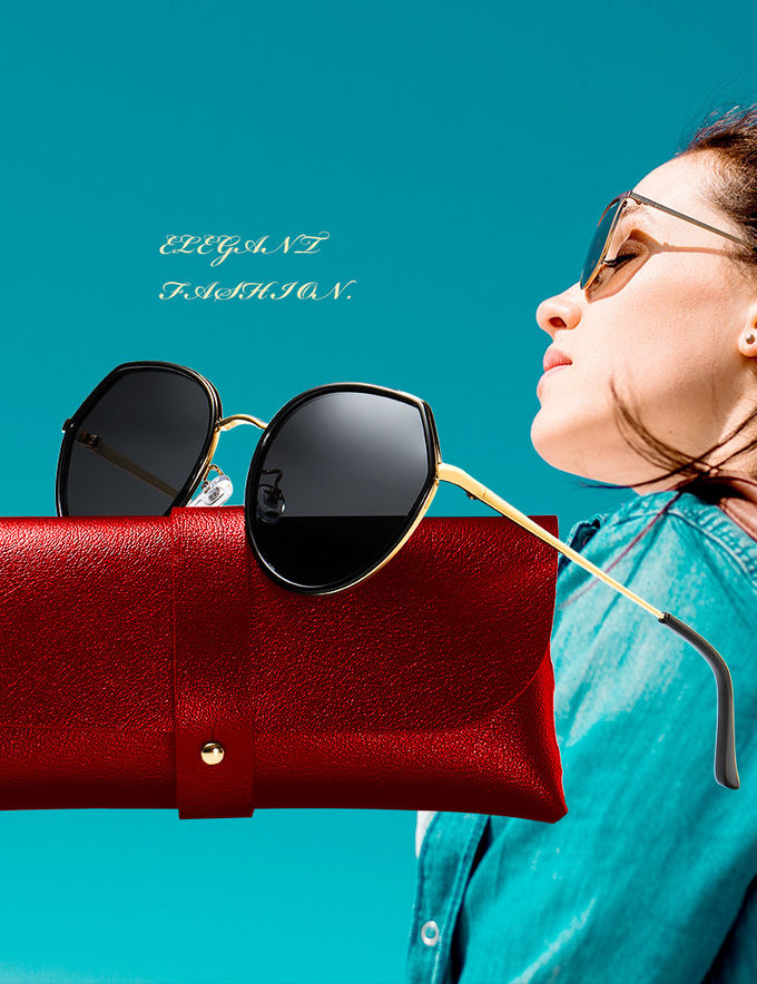 Polarized Women BSCI 142MM Resin Lens Sunglasses Luxury PC With Metal