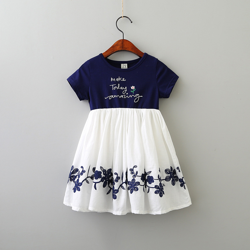 Summer Children'S Clothing Girls Summer Flower Embroidery Dress