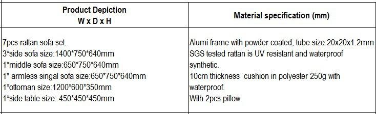7pcs garden furniture