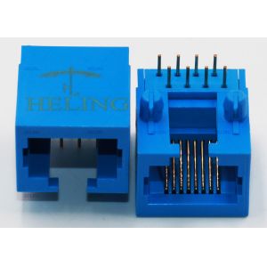 Blue Housing THT Female RJ45 Socket Single Port 8P8C PCB Jack For LAN Network