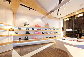 Custom Popular Shanghai Factory Wooden Cabinet for Garment Store Bag Shoes Display Case Brand Store Interior Decoratio