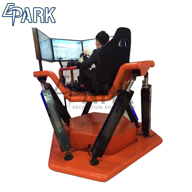 Red 3 Screen 9d Vr Racing Game Machine / Electric System 360 Degree Racing Car Simulator