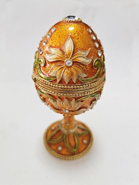 Hand Painted Enameled Faberge Egg Style Decorative Hinged Jewelry Trinket Box