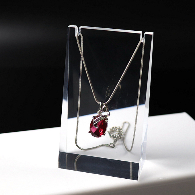 Custom Size Acrylic Necklace Display Holder Brushed Finishing For Jewelry Store