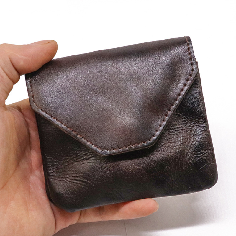 Convenient Trifold PU Leather Small Coin Purse Business Card Holder with Snap Closure