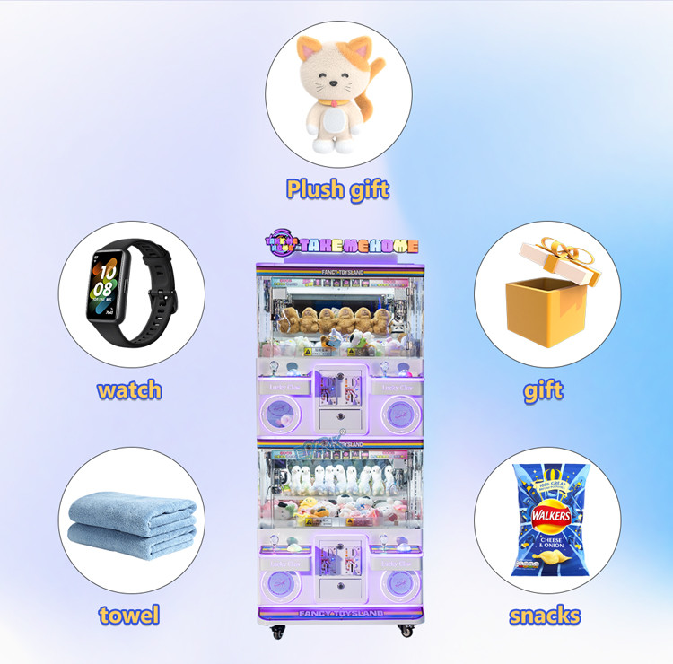 Four Players Claw Machine Car Gift Box Catch Push Win Key Master Arcade Vending Machine
